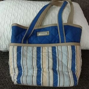 Longaberger blue and tan hand bag